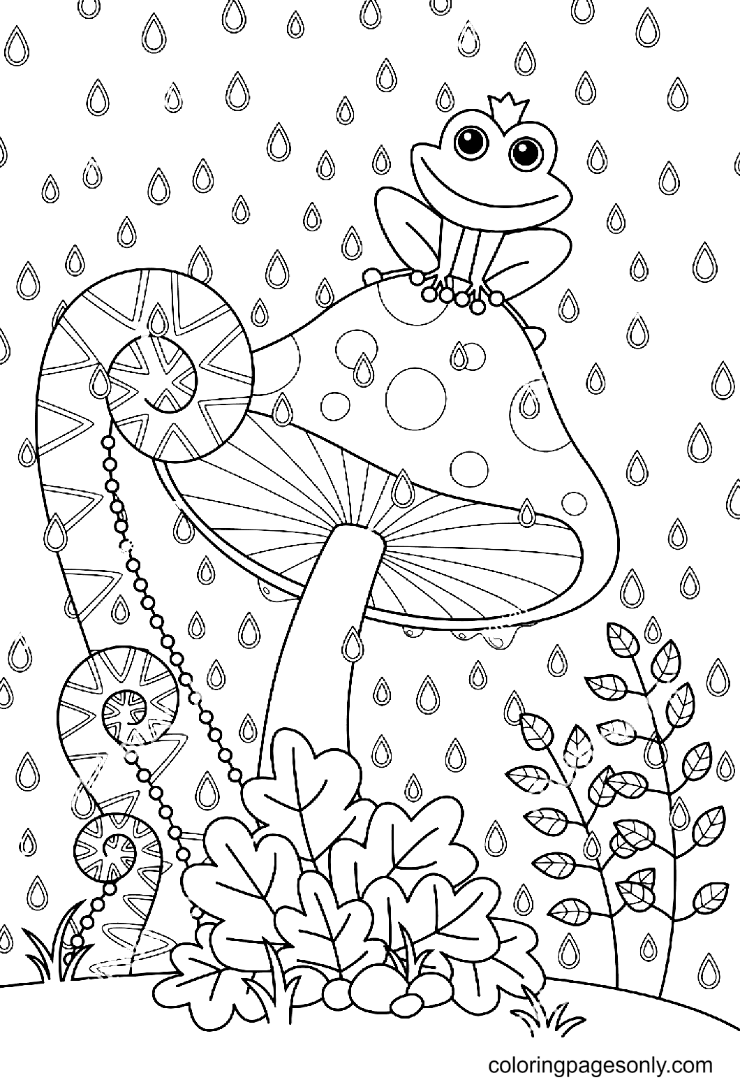 31 Cute Mushroom Frog Coloring Pages Printable 1