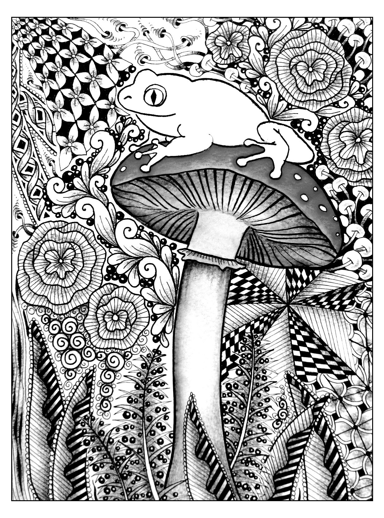 31 Cute Mushroom Frog Coloring Pages Printable 5