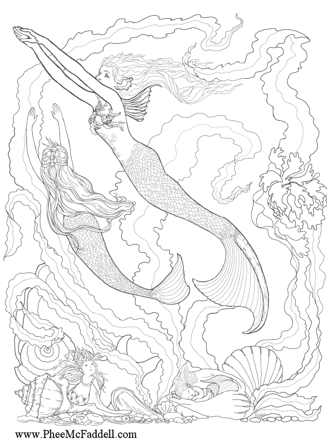 31 Enchanting Mermaid Fairy Coloring Pages Printable 17