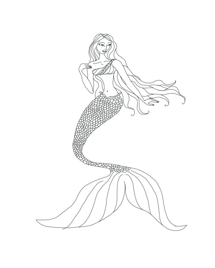 31 Enchanting Mermaid Fairy Coloring Pages Printable 2