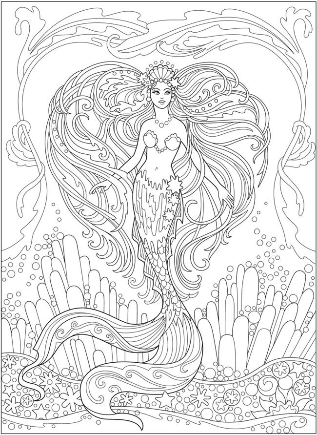 31 Enchanting Mermaid Fairy Coloring Pages Printable 21