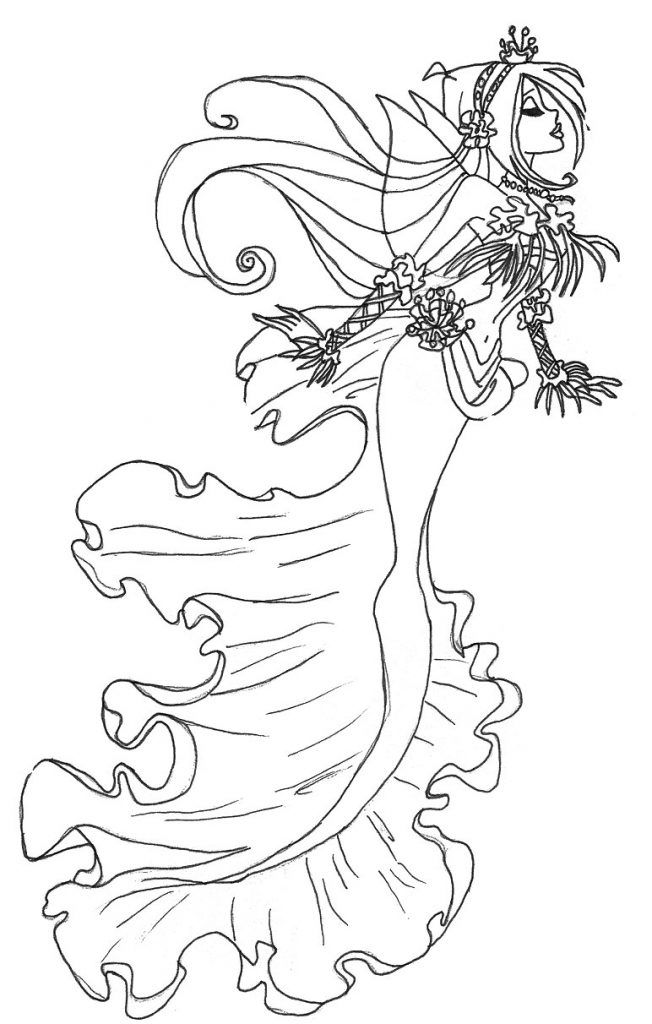 31 Enchanting Mermaid Fairy Coloring Pages Printable 29