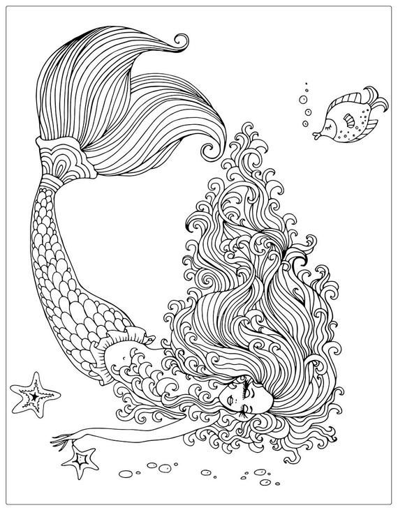 31 Enchanting Mermaid Fairy Coloring Pages Printable 5