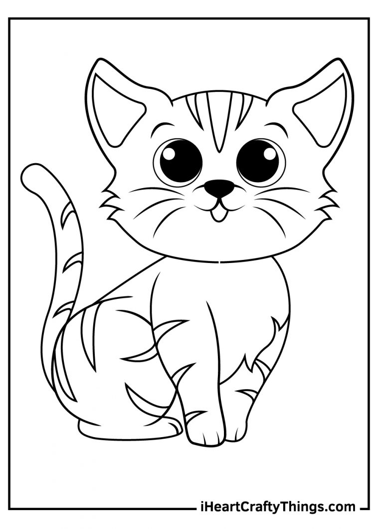 32 Cute Cat Face Coloring Page Printable 3