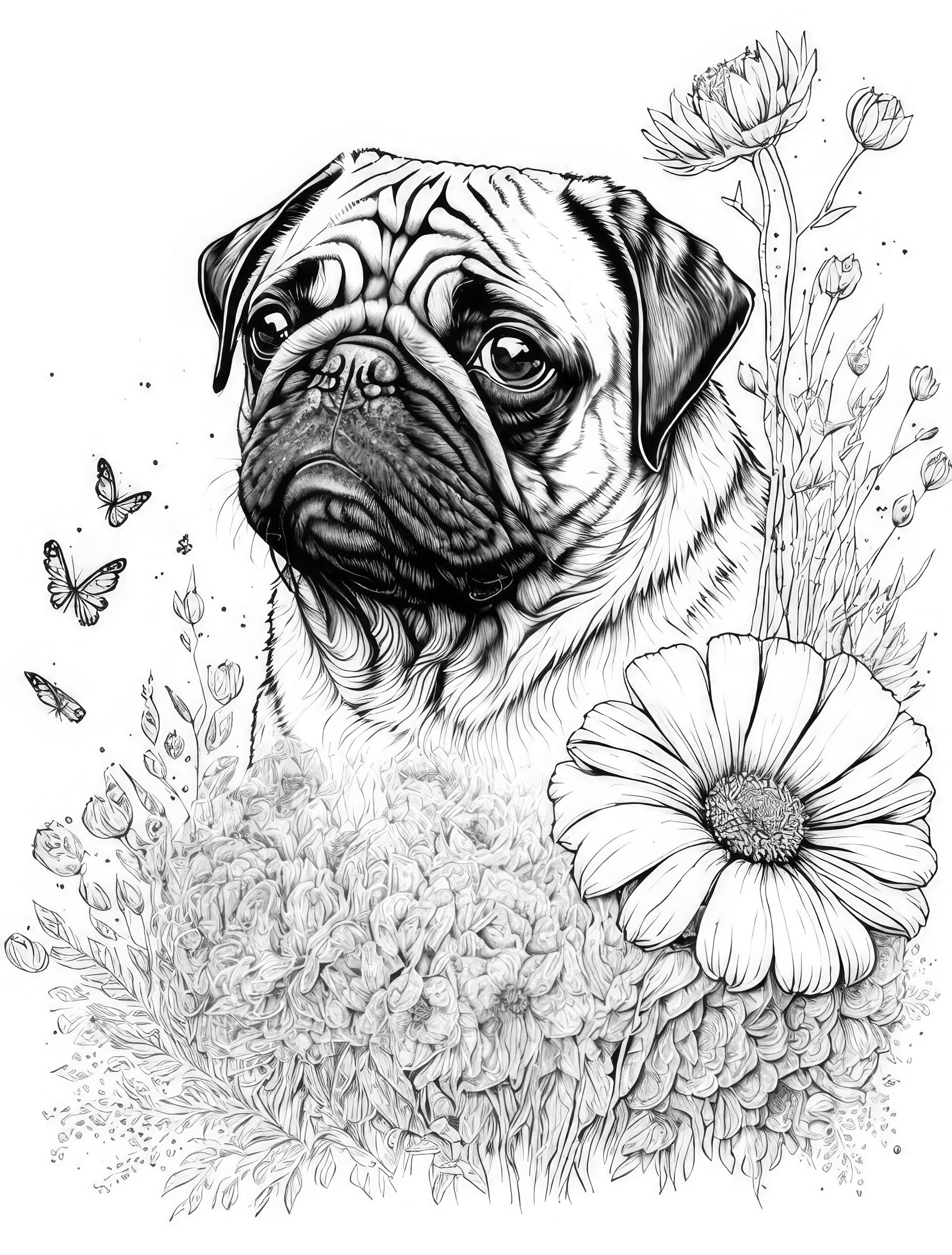 33 Pug Coloring Pages Printable 13