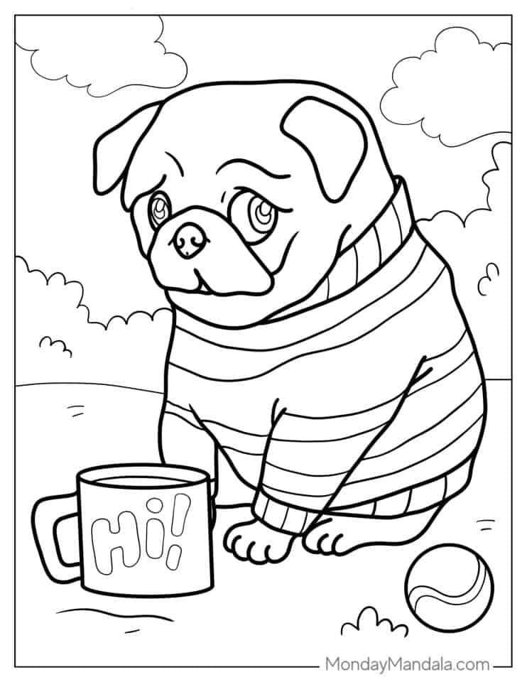 33 Pug Coloring Pages Printable 26