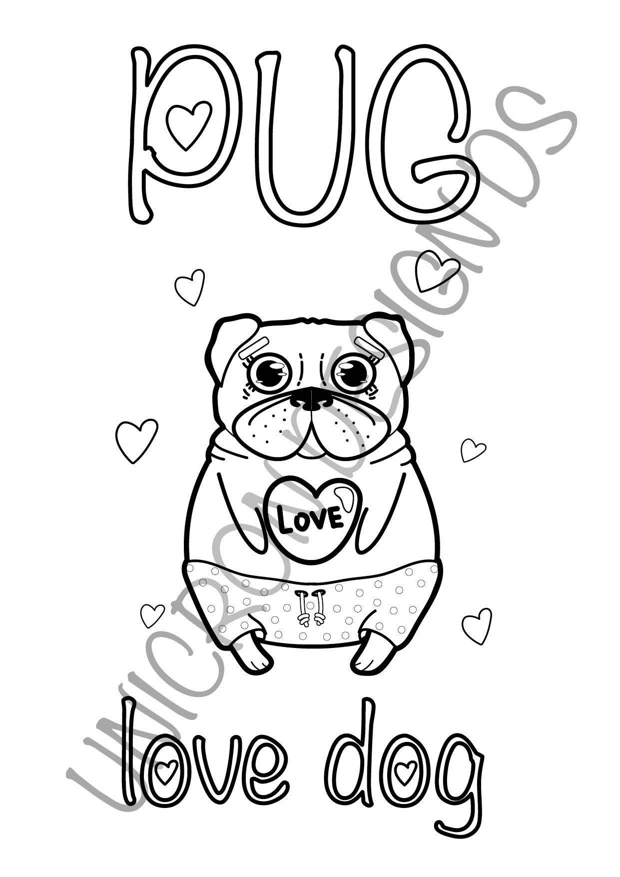 33 Pug Coloring Pages Printable 6