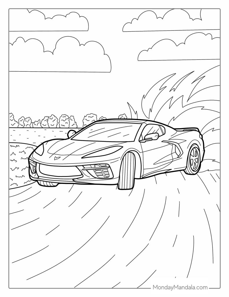 34 Drift Car Coloring Pages for Adults Printable 2