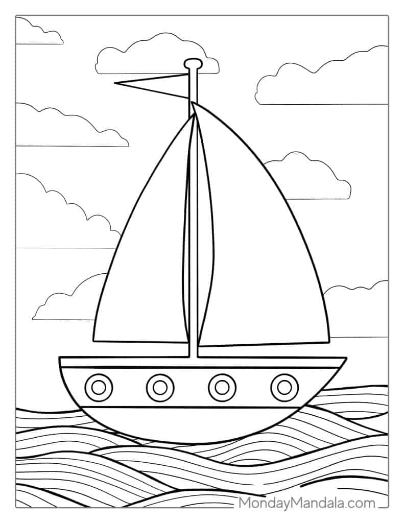 34 Sailboat Coloring Pages Printable 6