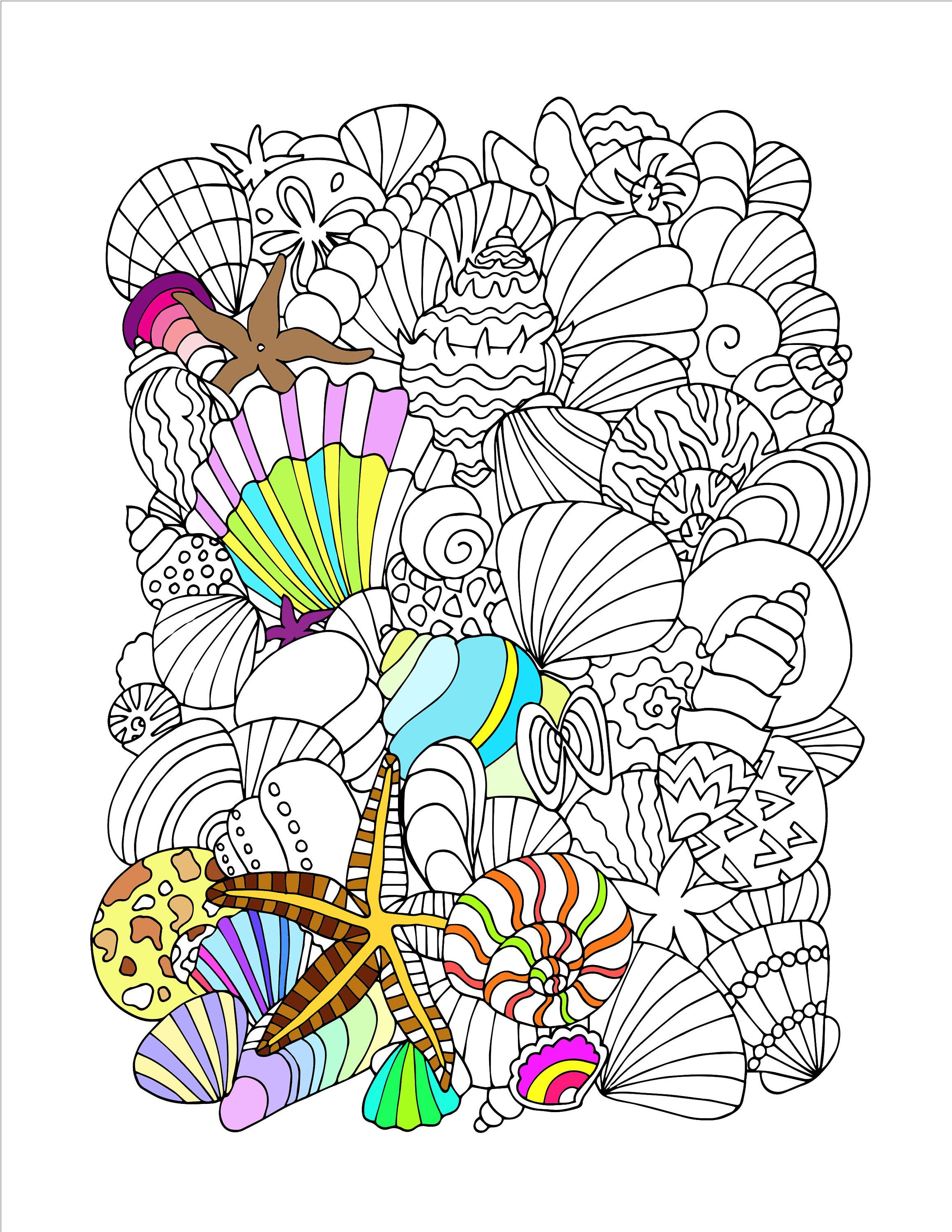 34 Seashell Coloring Pages Printable 35