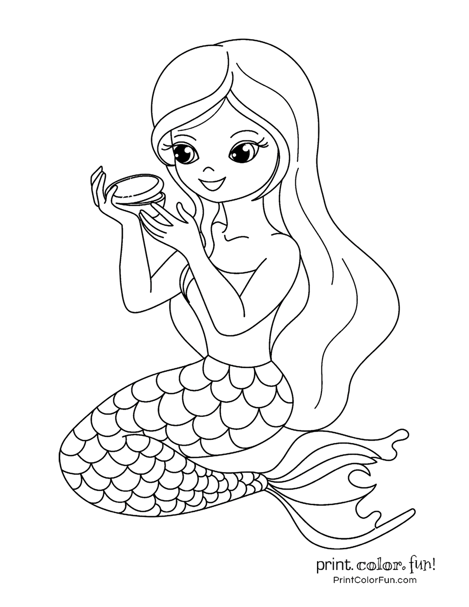 35 Artistic Aesthetic Coloring Pages Mermaid Printable 15