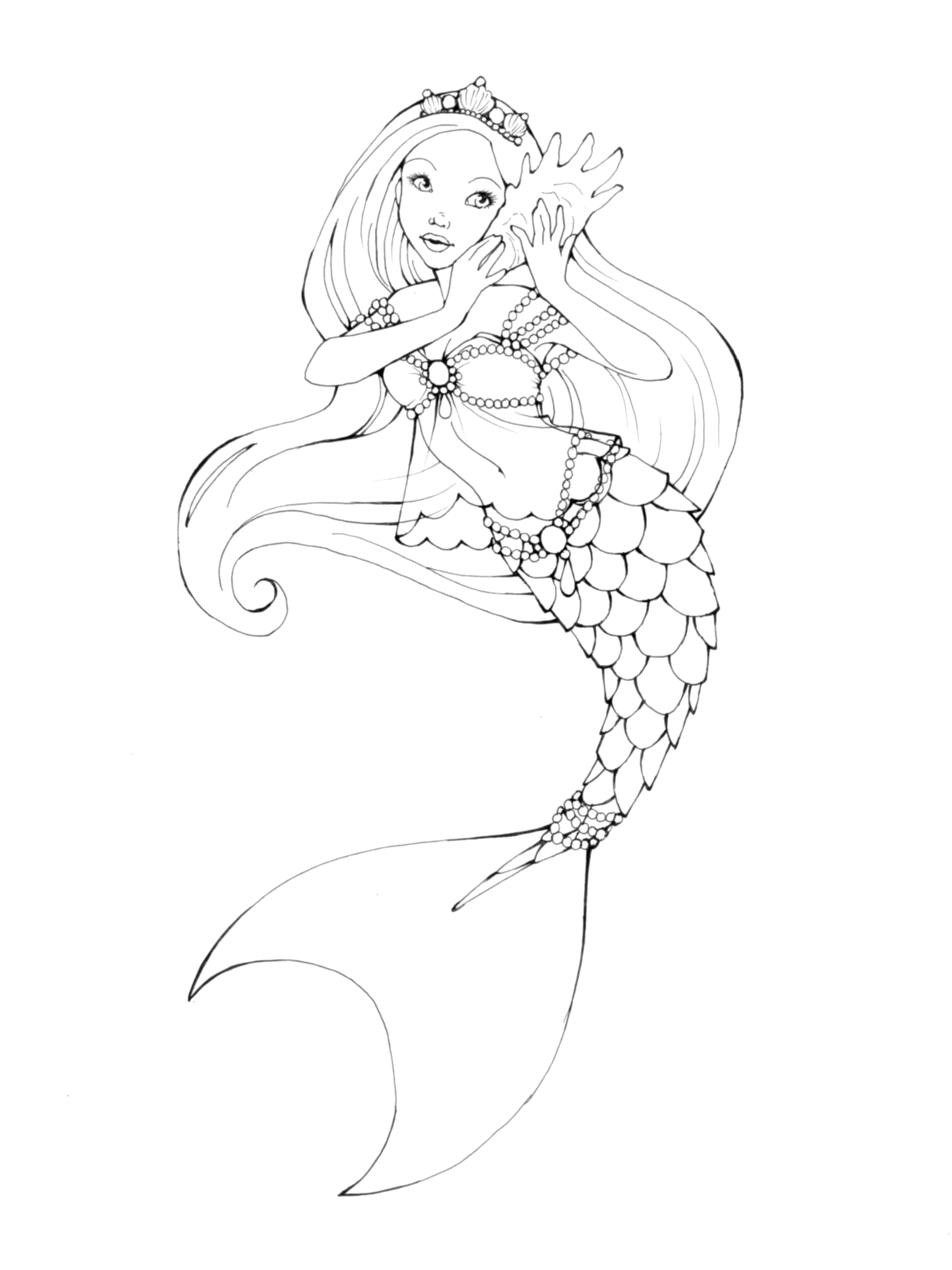 35 Artistic Aesthetic Coloring Pages Mermaid Printable 16