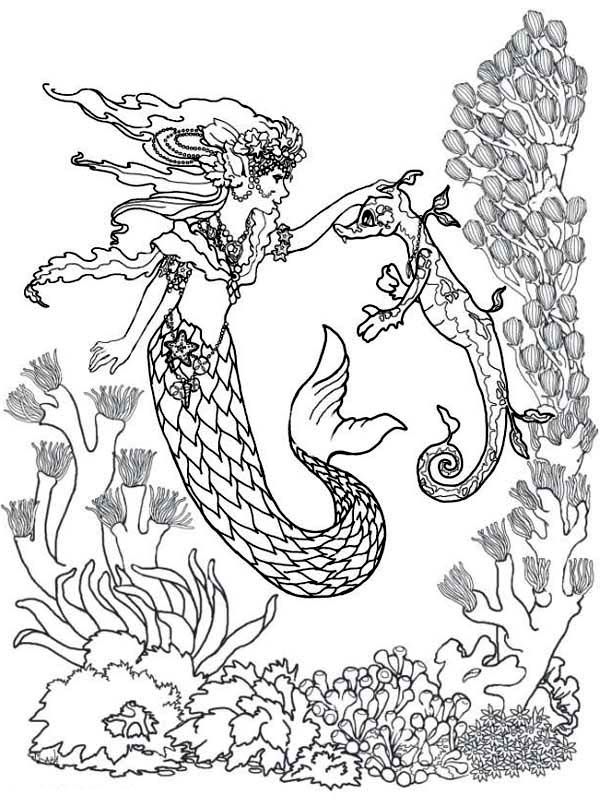 35 Artistic Aesthetic Coloring Pages Mermaid Printable 23