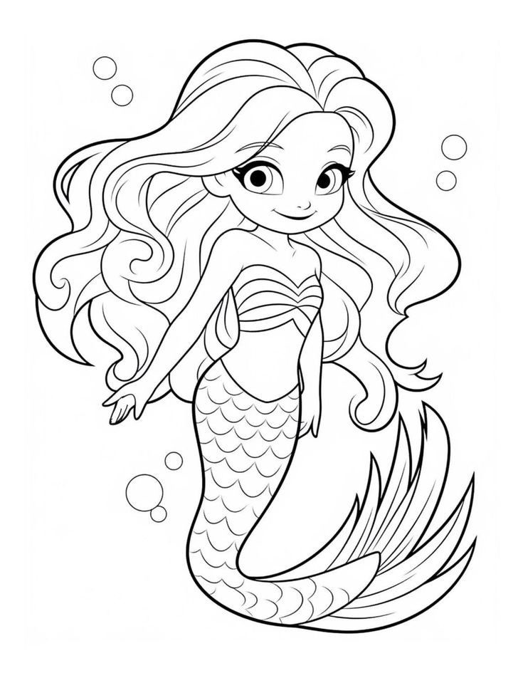 35 Artistic Aesthetic Coloring Pages Mermaid Printable 26