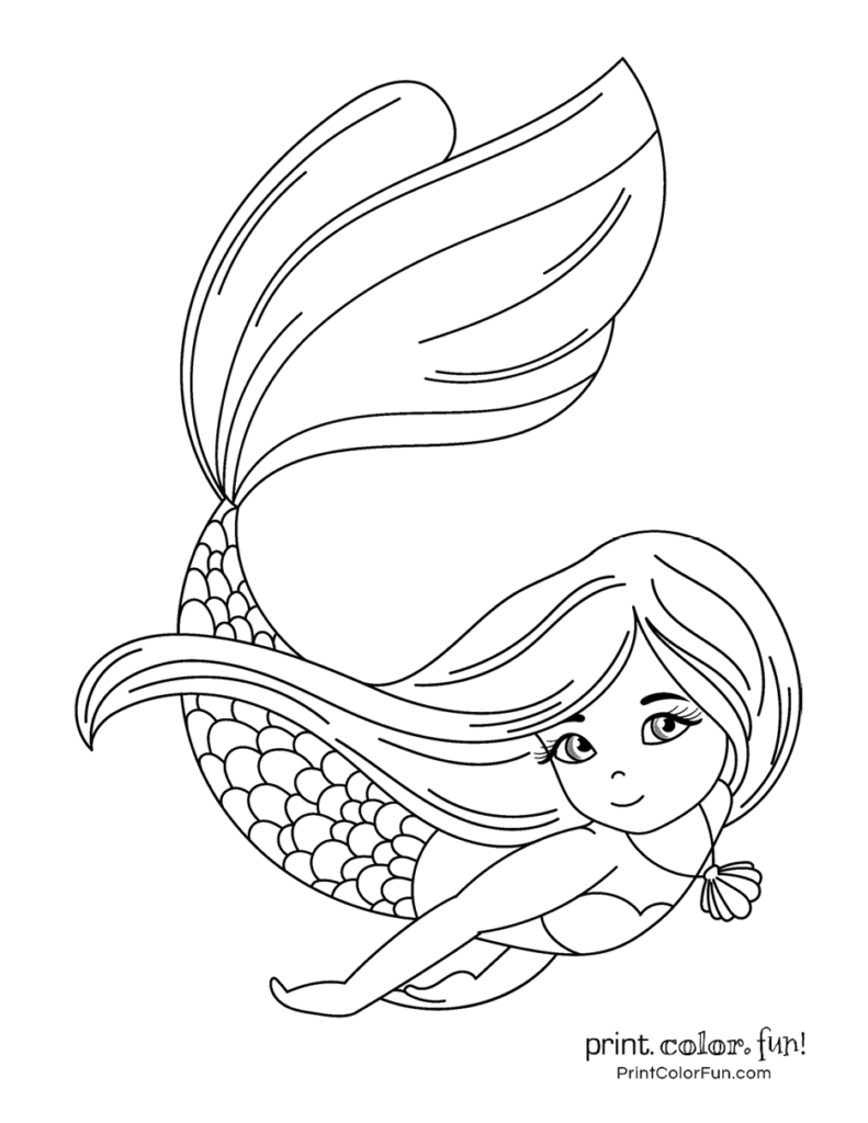 35 Artistic Aesthetic Coloring Pages Mermaid Printable 6