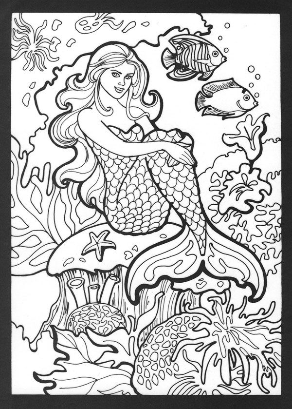 35 Artistic Aesthetic Coloring Pages Mermaid Printable 7