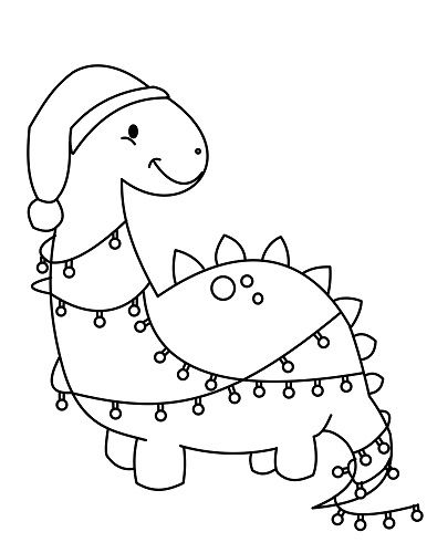 35 Dinosaur Christmas Coloring Pages Printable 13