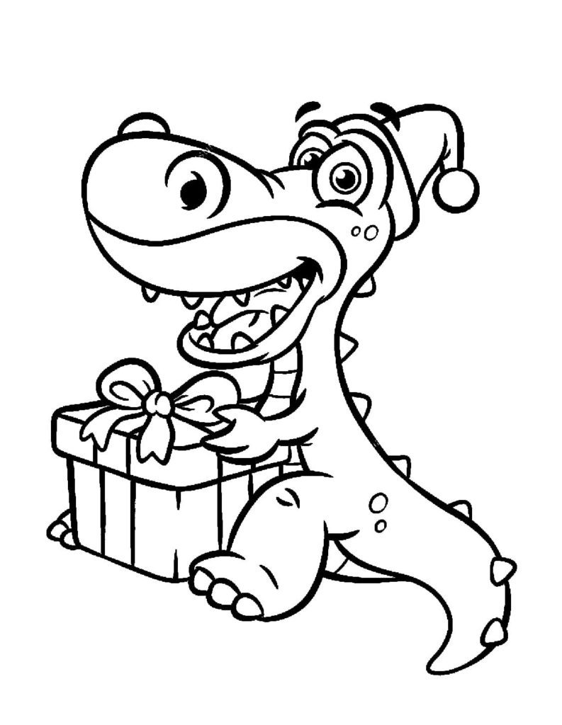 35 Dinosaur Christmas Coloring Pages Printable 15