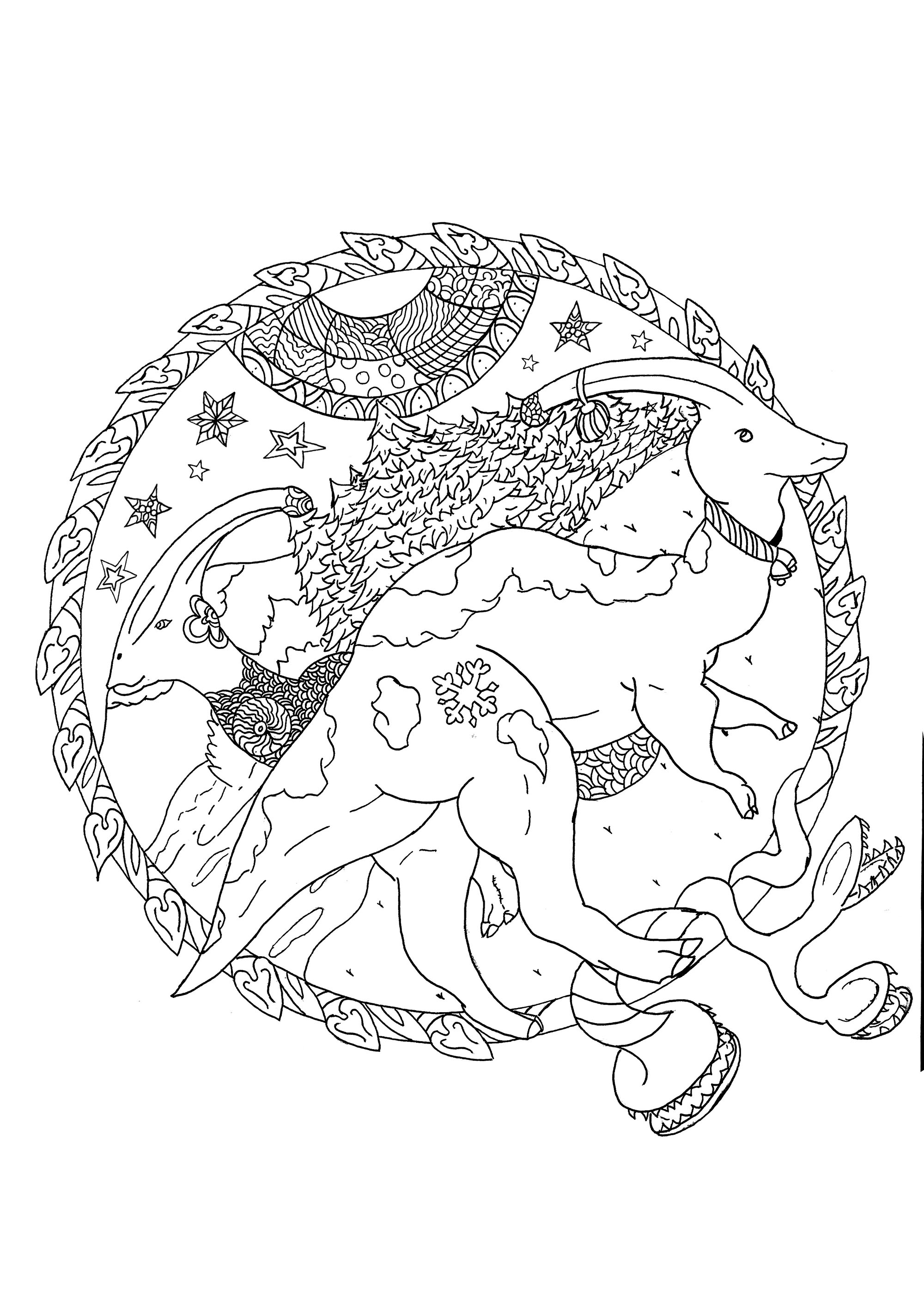 35 Dinosaur Christmas Coloring Pages Printable 23