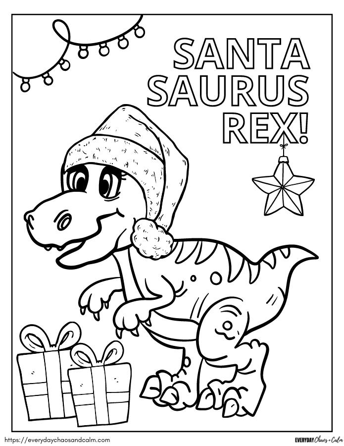 35 Dinosaur Christmas Coloring Pages Printable 6