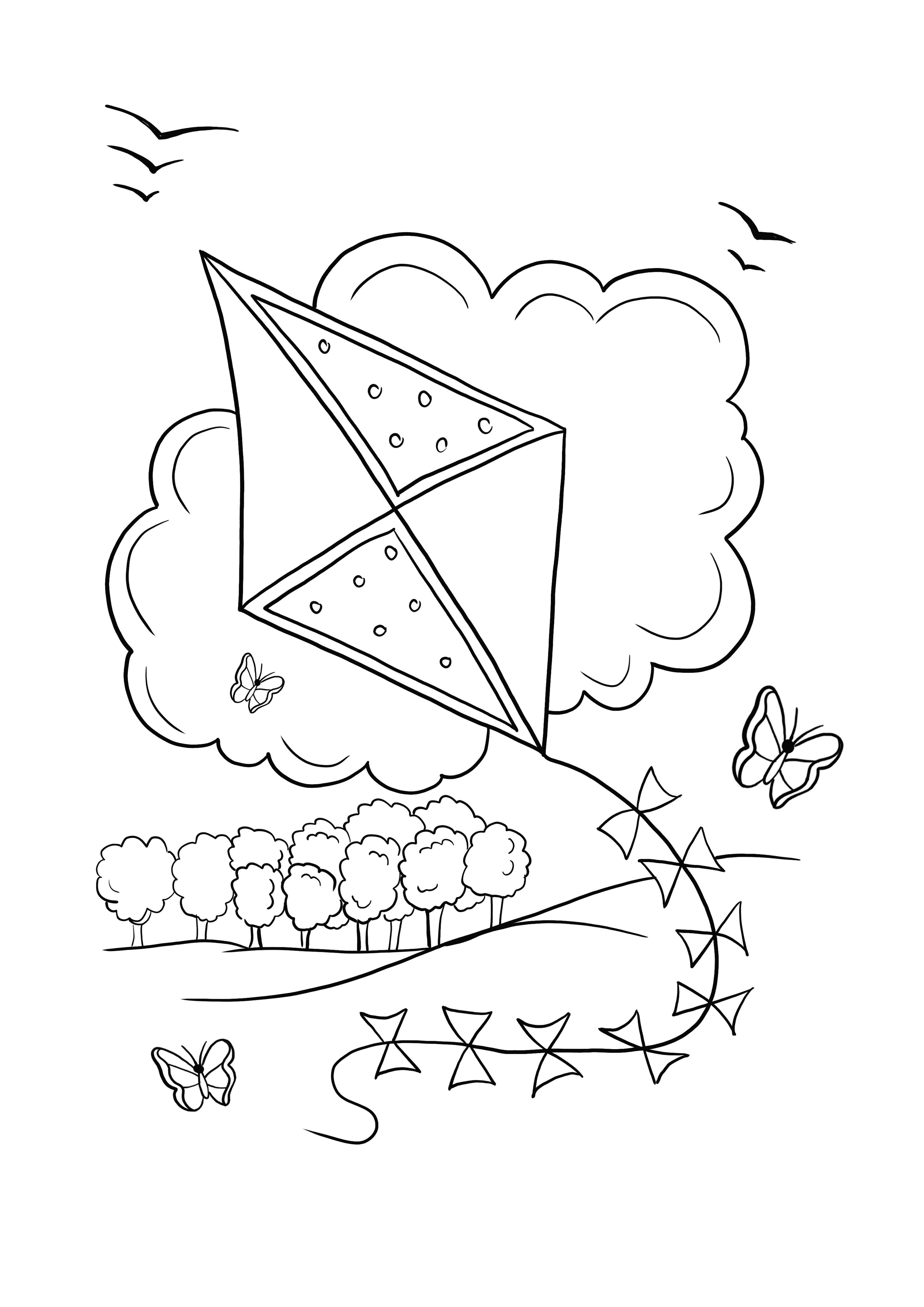 36 Cheerful Kite Coloring Pages Printable 13