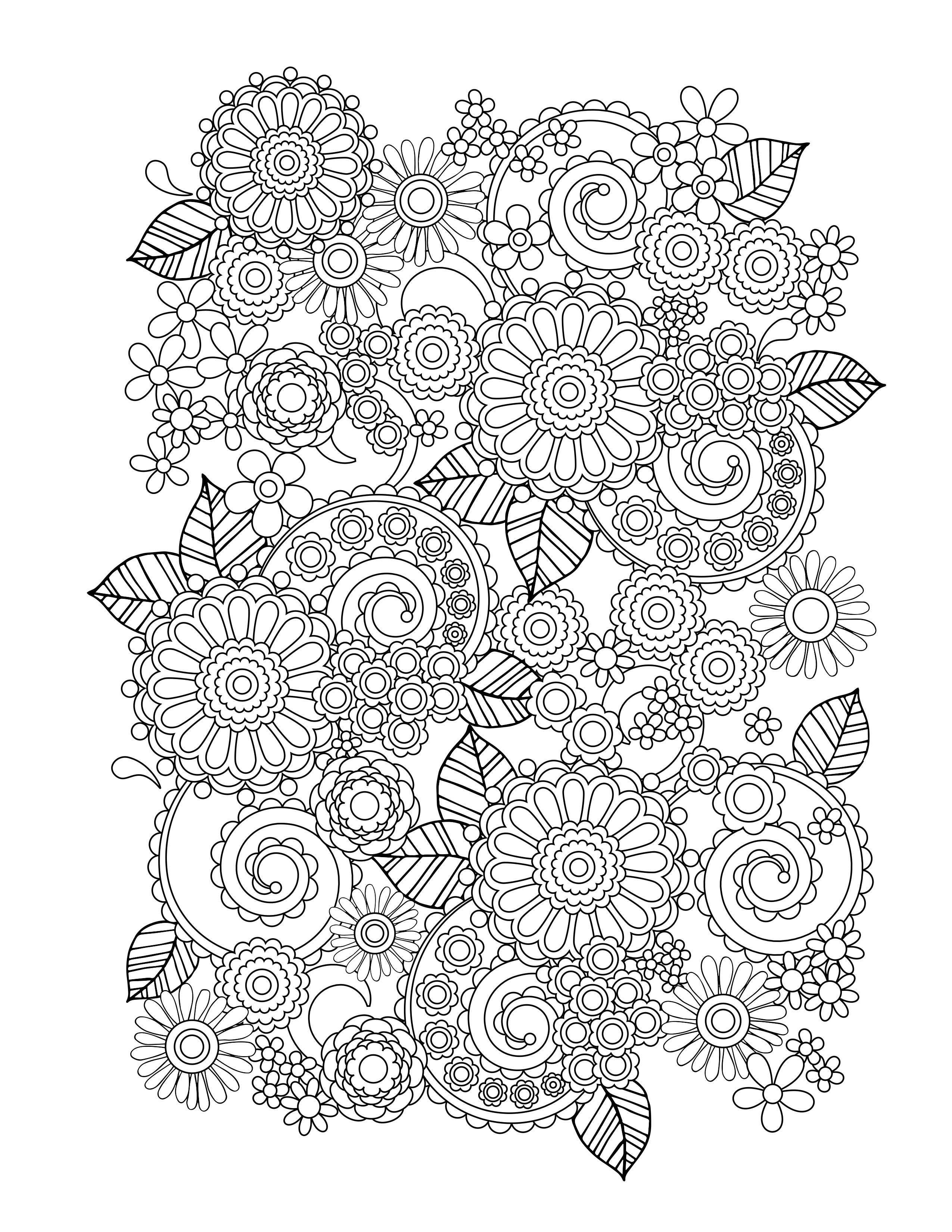 36 Intricate Advanced Flower Coloring Pages Printable 2