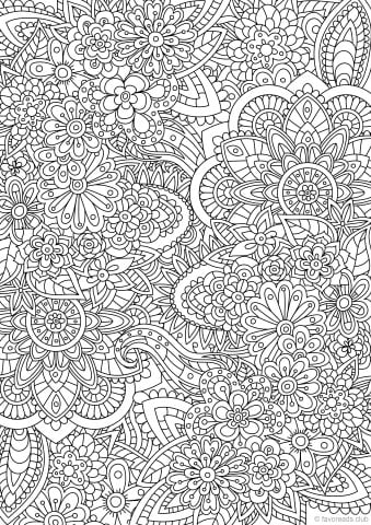 36 Intricate Advanced Flower Coloring Pages Printable 30