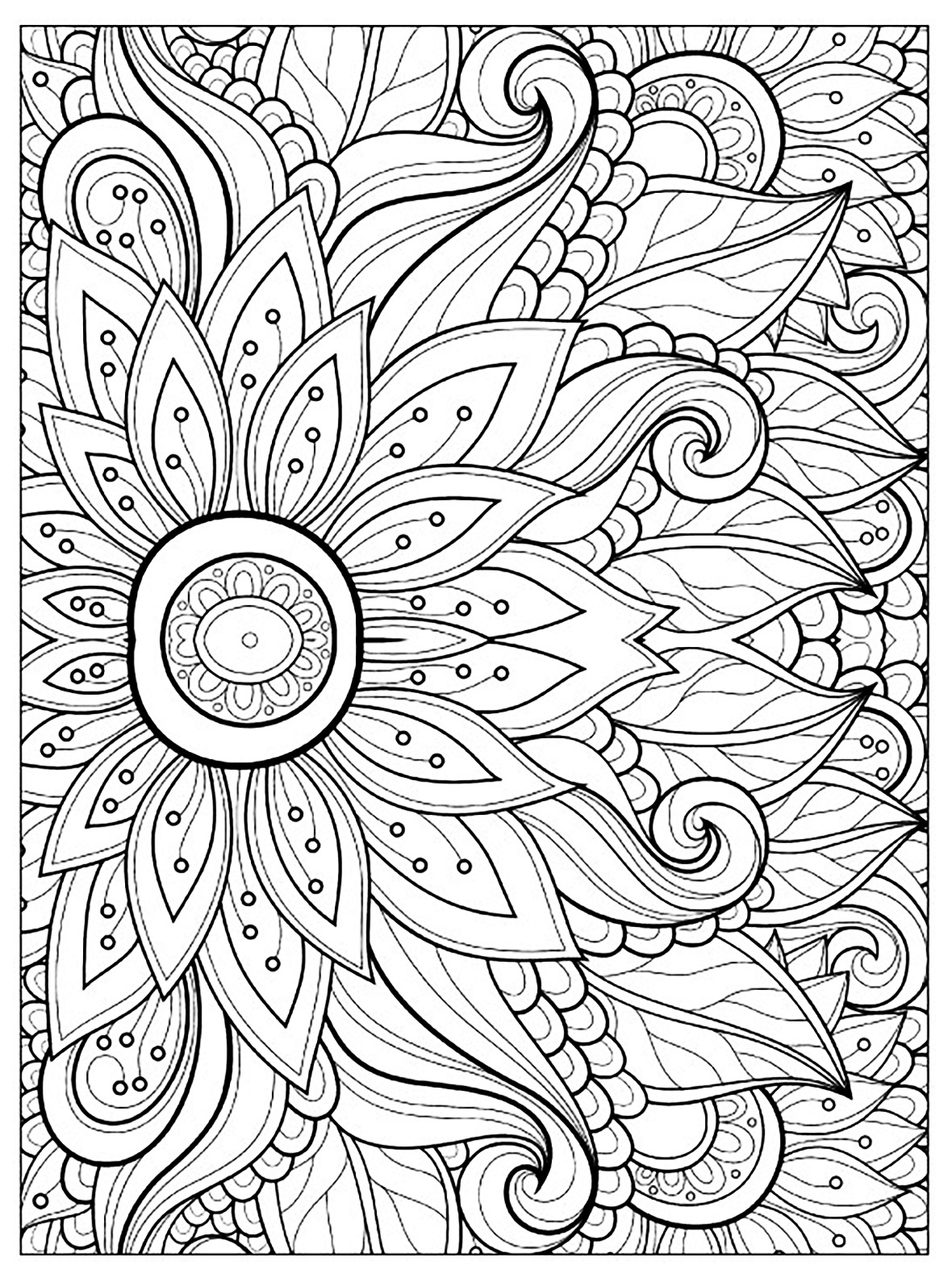 36 Intricate Advanced Flower Coloring Pages Printable 9