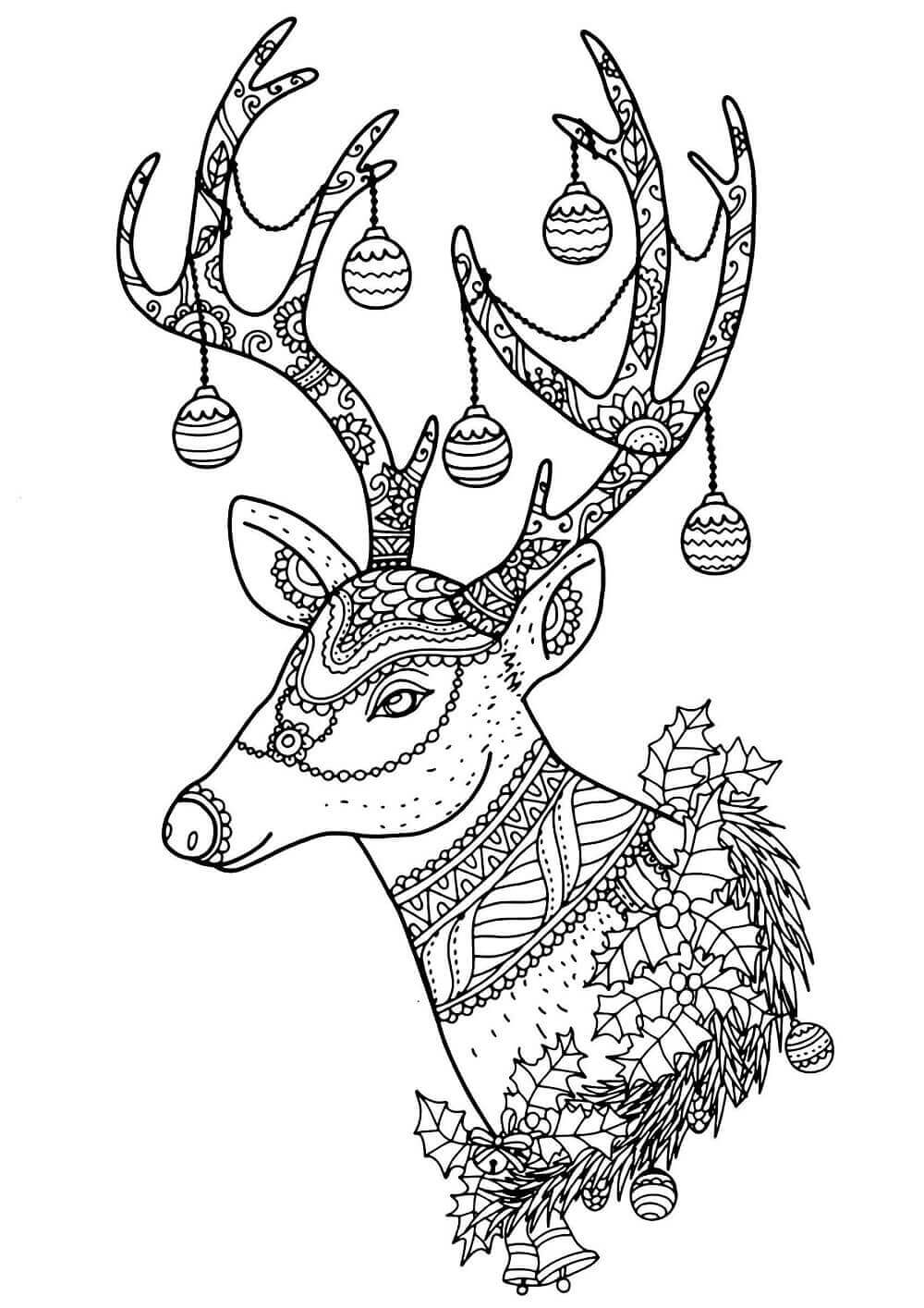 36 Reindeer Coloring Pages Printable 1