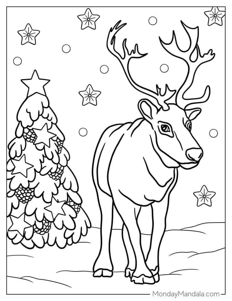 36 Reindeer Coloring Pages Printable 28