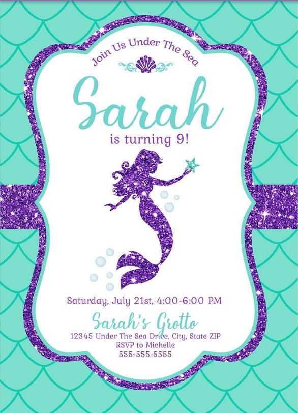 37 Festive Mermaid Birthday Party Invitations Free Printable Coloring Pages 24