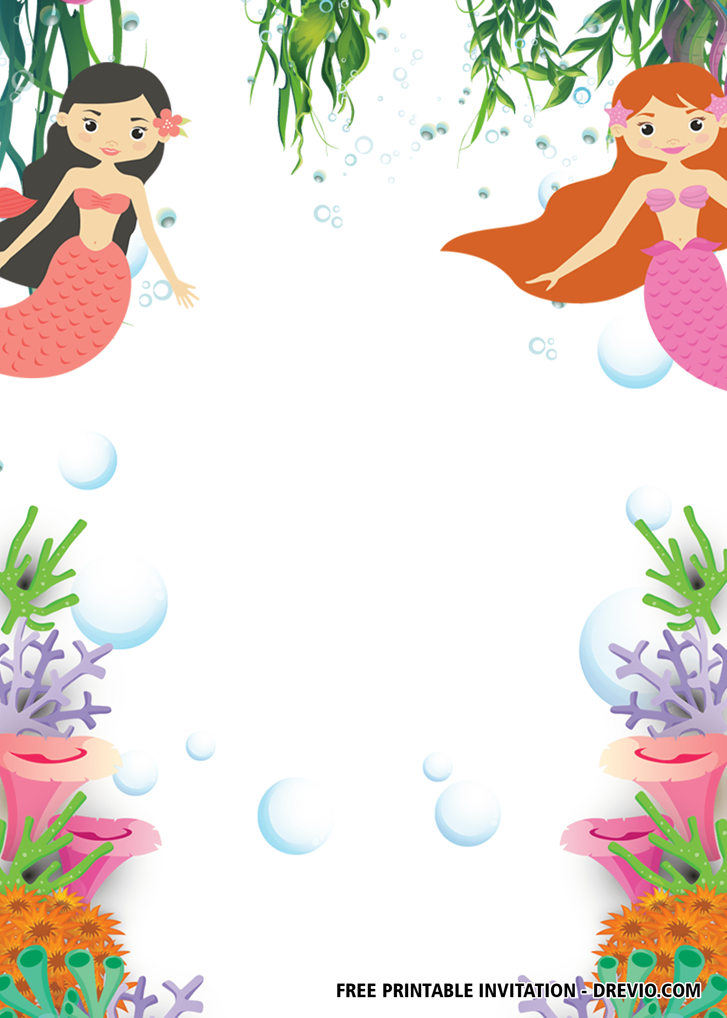 37 Festive Mermaid Birthday Party Invitations Free Printable Coloring Pages 26