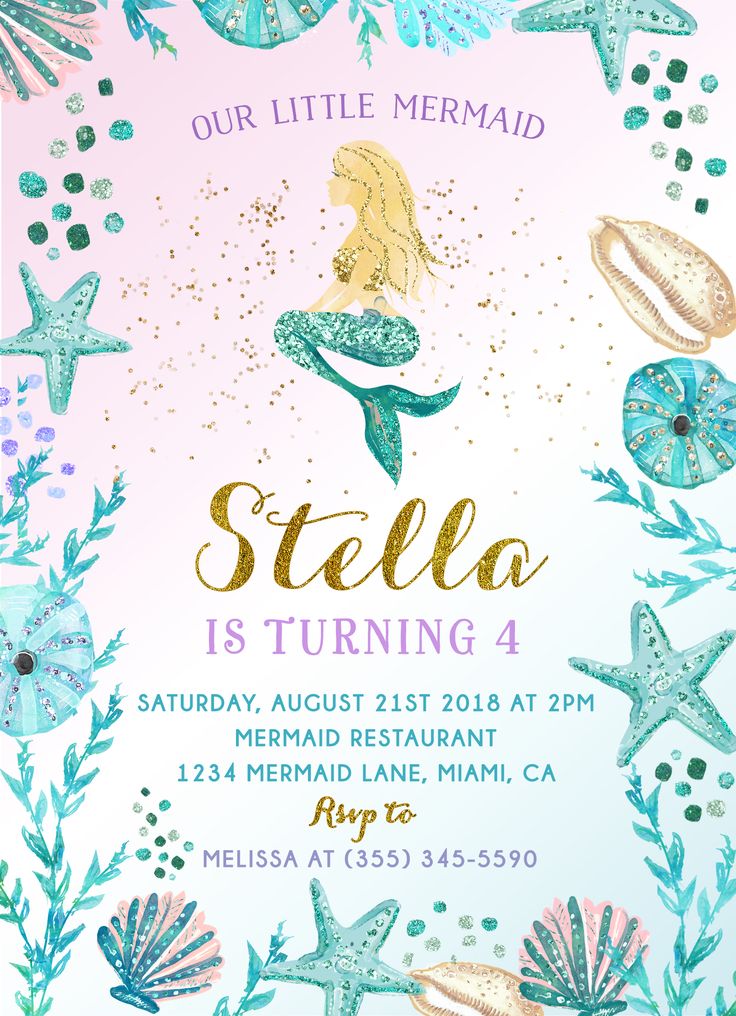 37 Festive Mermaid Birthday Party Invitations Free Printable Coloring Pages 30