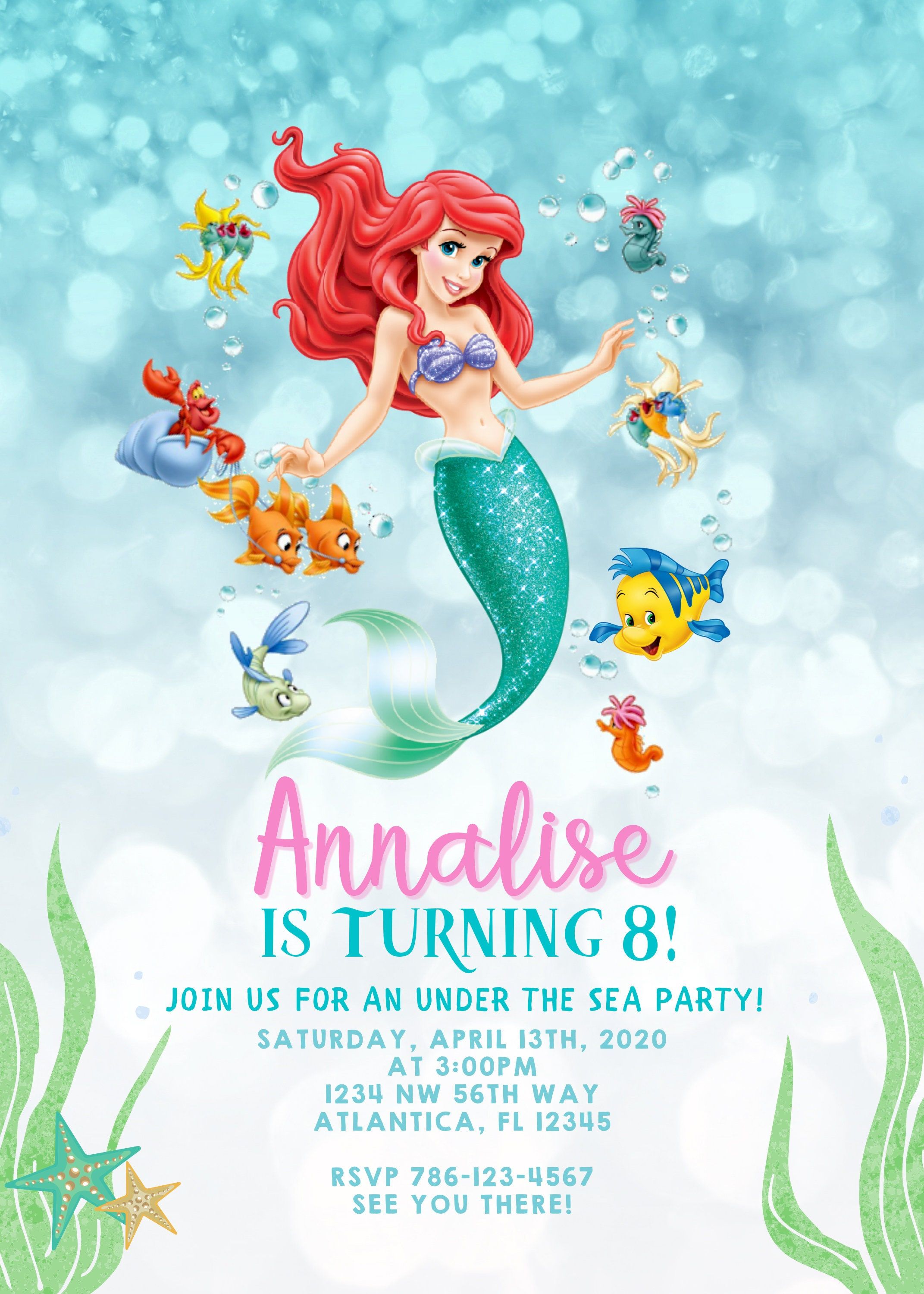 37 Festive Mermaid Birthday Party Invitations Free Printable Coloring Pages 31