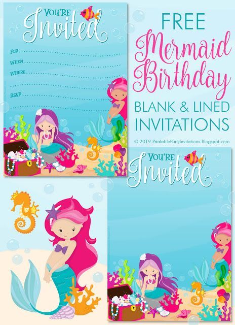 37 Festive Mermaid Birthday Party Invitations Free Printable Coloring Pages 4