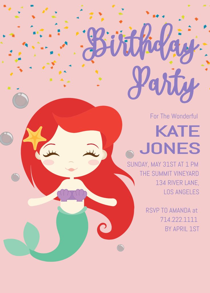 37 Festive Mermaid Birthday Party Invitations Free Printable Coloring Pages 7