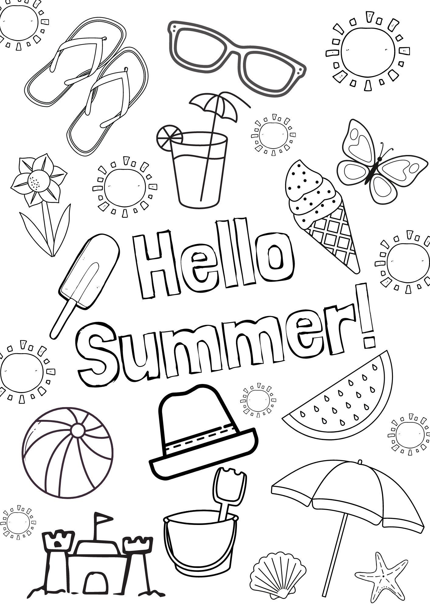 37 Free Summer Coloring Pages Printable 1