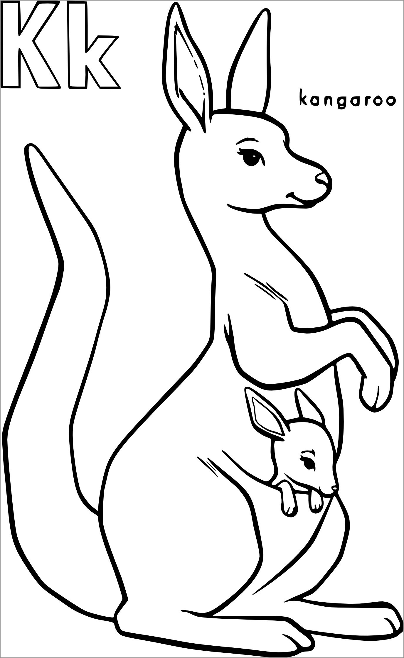 37 Fun Kangaroo Coloring Pages for Kids Printable 4