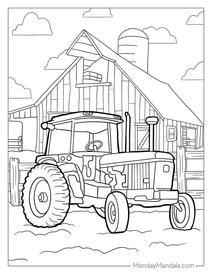 37 Tractor Coloring Pages for Kids Printable 4