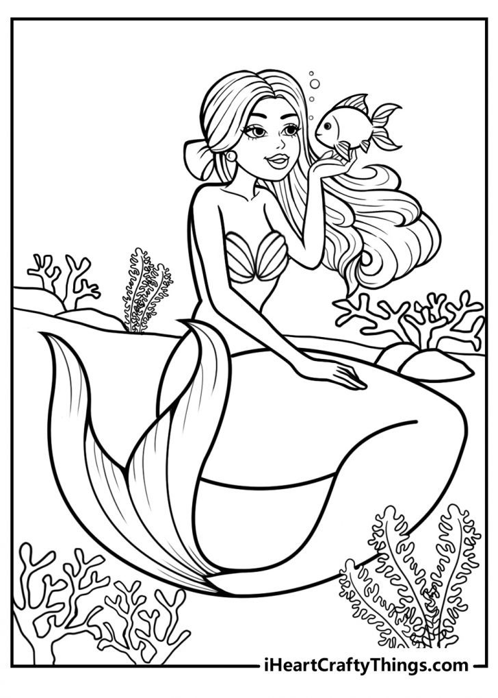 38 Cute Anime Mermaid Coloring Pages Printable 10