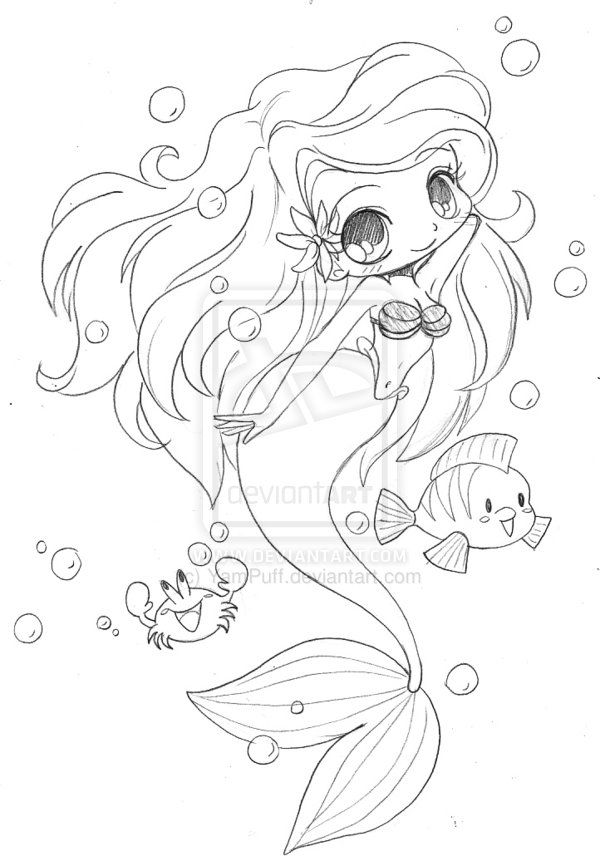 38 Cute Anime Mermaid Coloring Pages Printable 26