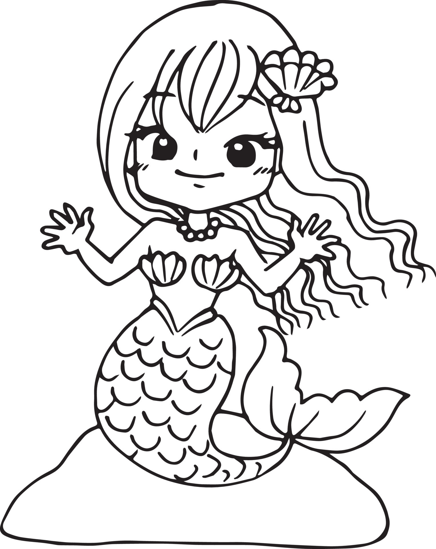 38 Cute Anime Mermaid Coloring Pages Printable 27