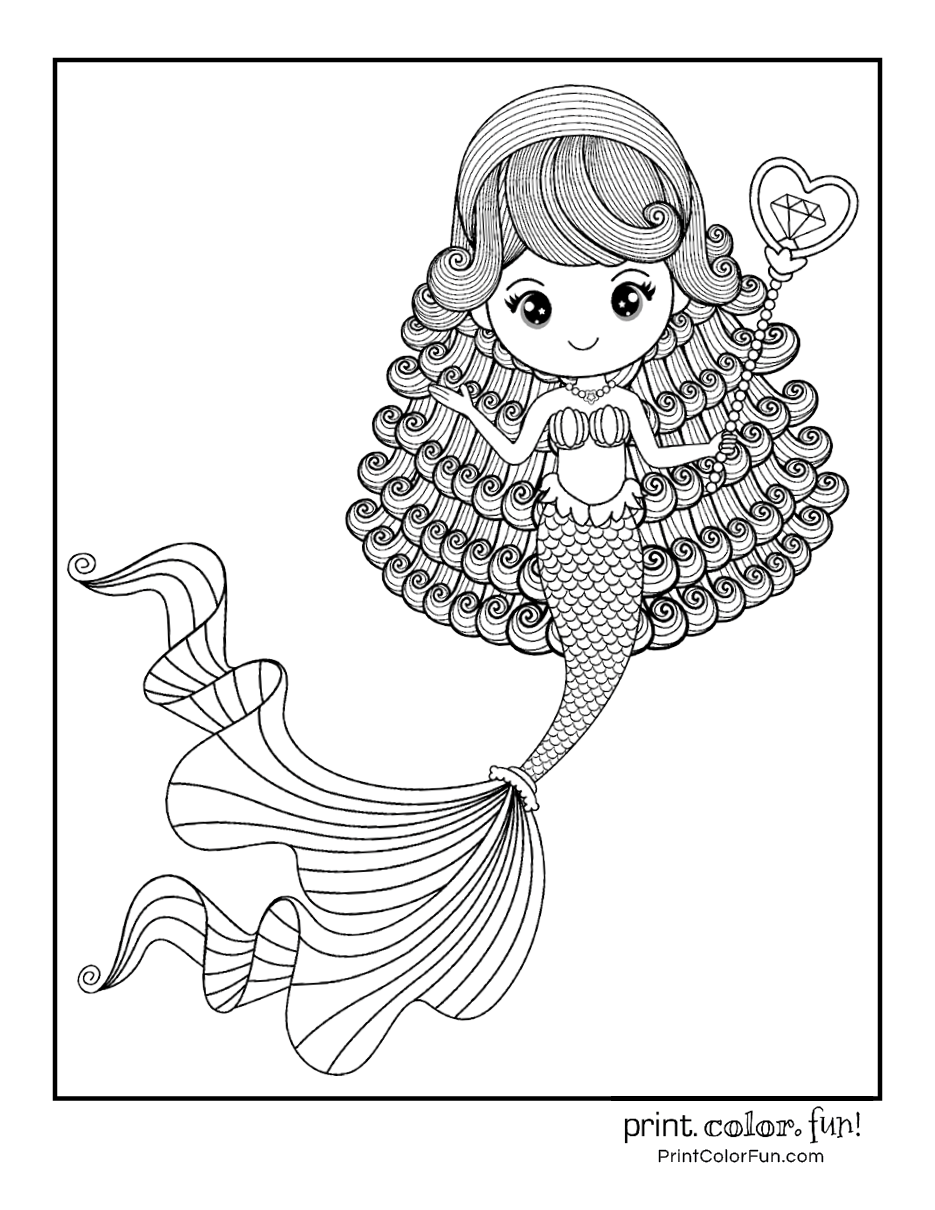 38 Cute Anime Mermaid Coloring Pages Printable 32