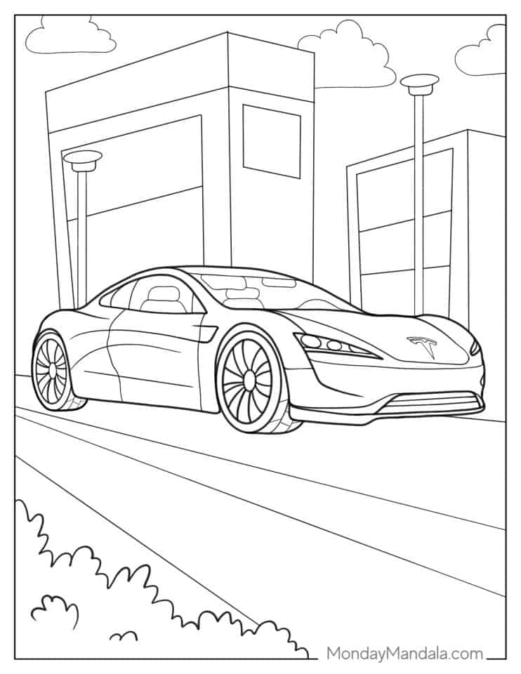 38 Futuristic Cybertruck Coloring Page Printable 4