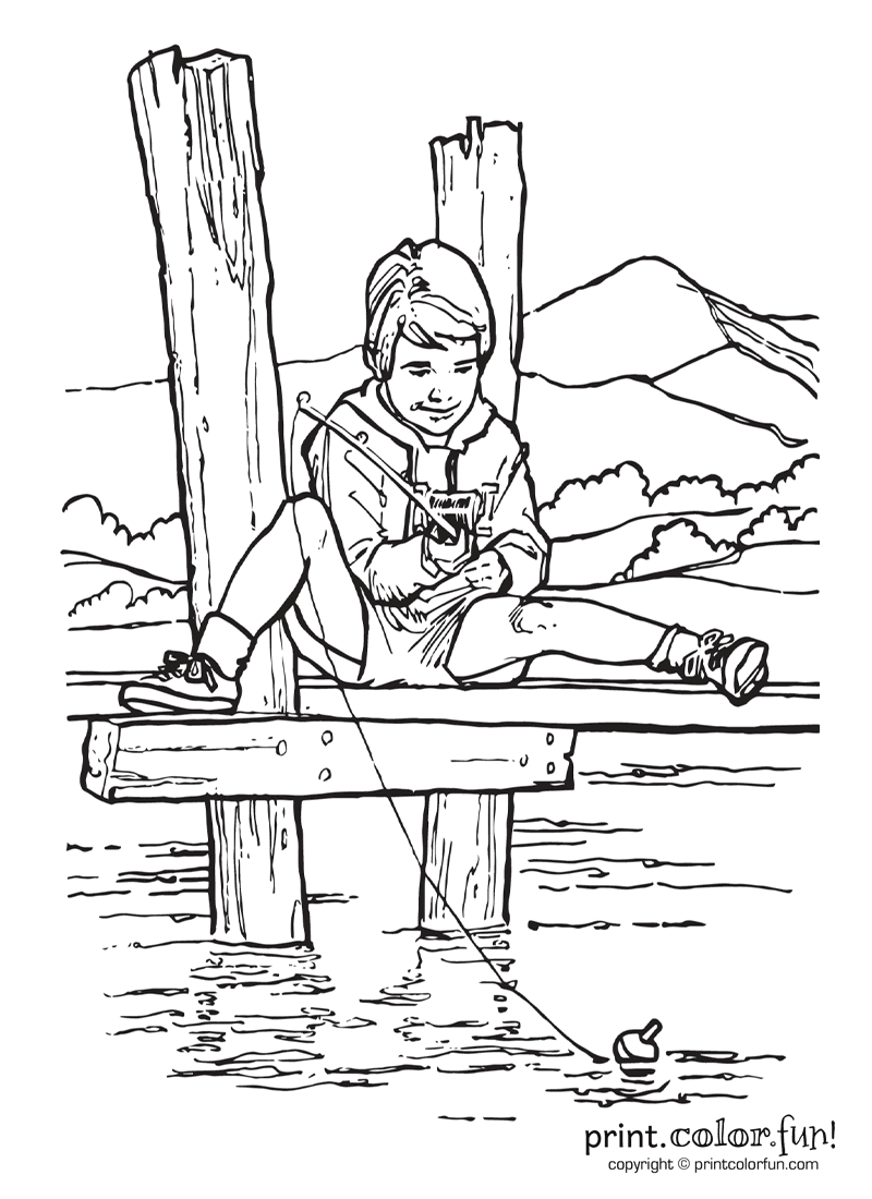 38 Relaxing Fishing Pole Coloring Pages Printable 19