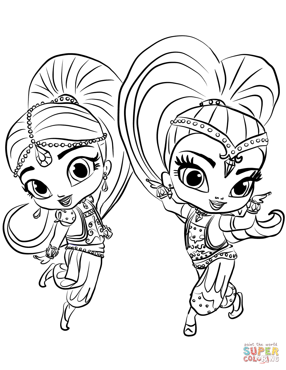 38 Shimmer and Shine Coloring Pages Printable 1