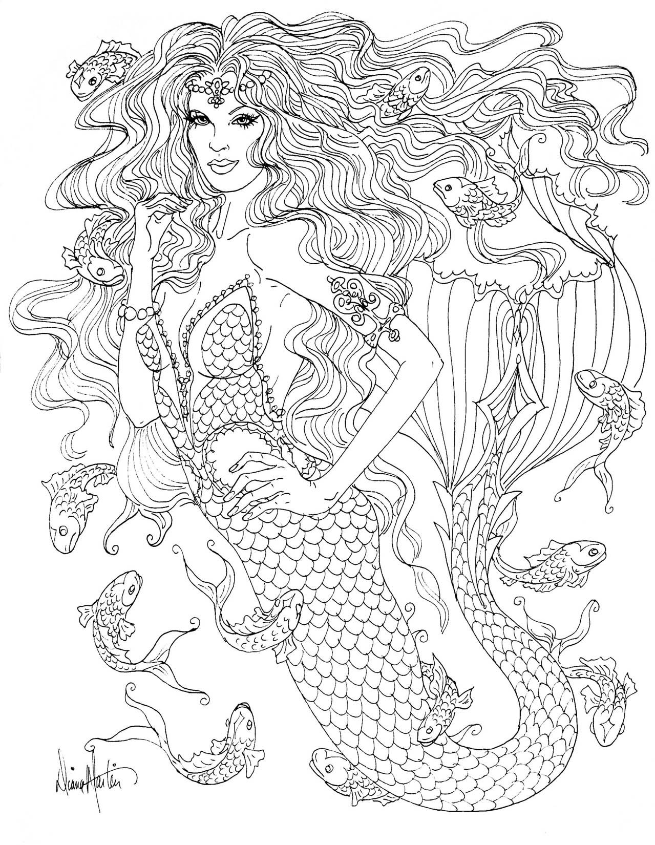 39 Unique Afro Mermaid Coloring Pages Printable 24