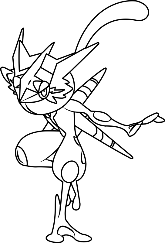 98 Ash's Greninja Coloring Page Printable 1