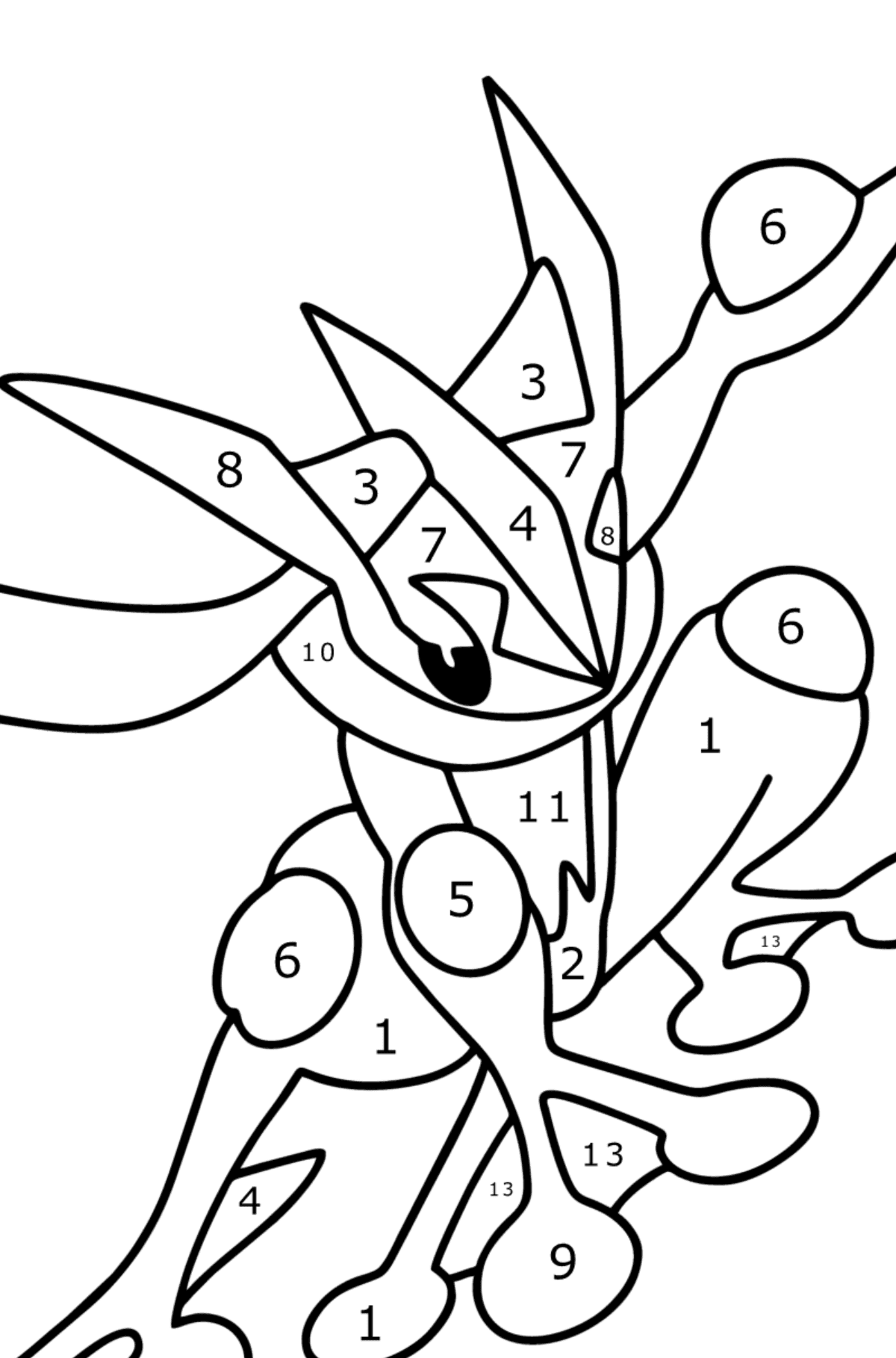 98 Ash's Greninja Coloring Page Printable 5