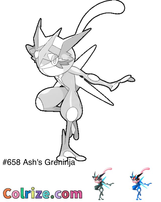 98 Ash's Greninja Coloring Page Printable 98